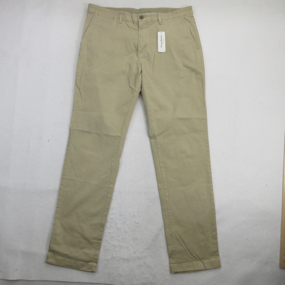 Tommy Bahama Men's Chino Pants Size 36x34 Tan Flat Front Stretch New DEFECT